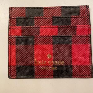 kate spade Red and Black Plaid Cardholder